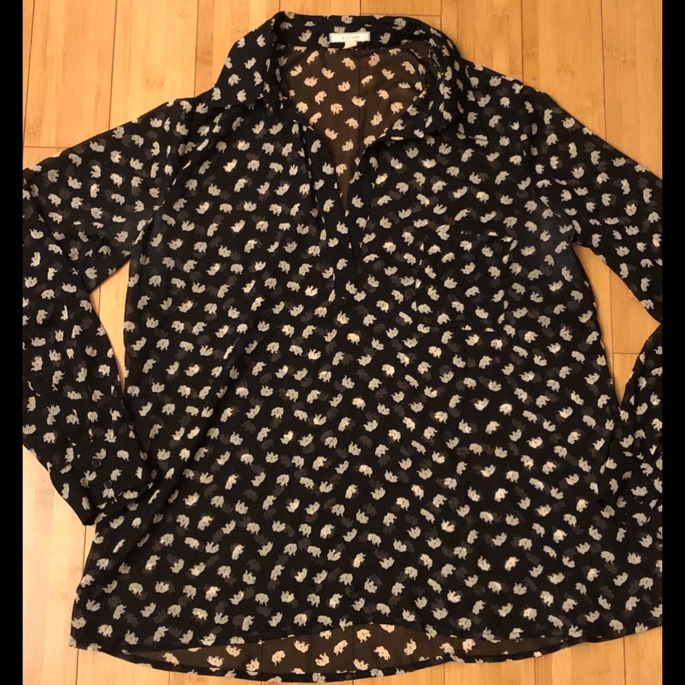 Navy blue sheer long sleeve